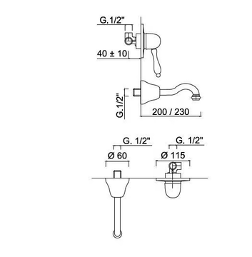 PRAGAMIX - PRAGAMIX CRYSTAL - F7521 - 2 hole wall-mounted single handle washbasin tap by Rubinetteria Giulini - view 3